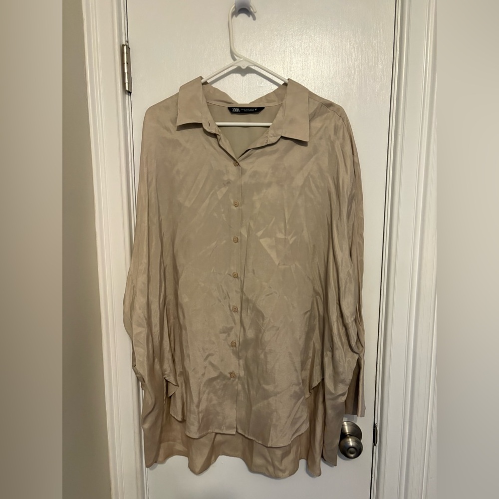 Zara Women’s Beige Button Down Shirt